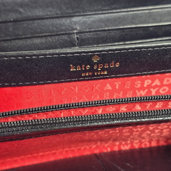 Kate Spade Black and Cream Print Zip Around Continental Wallet/Clutch CC Slots - Picture 12 of 15